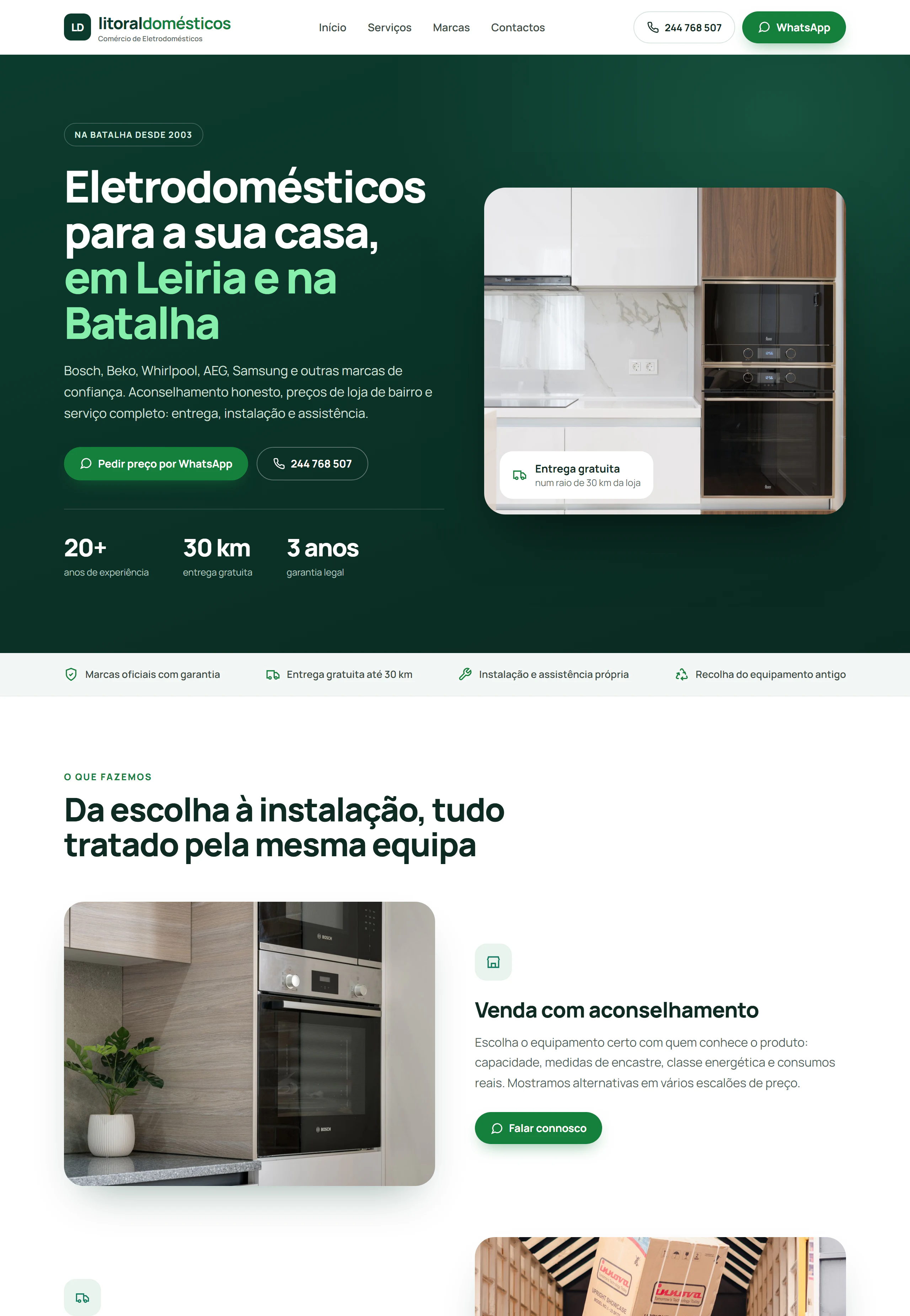 Exemplo de design de website: eletrodomésticos